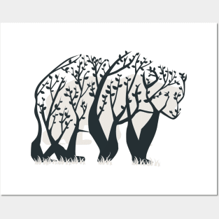 bear tree illustration Posters and Art